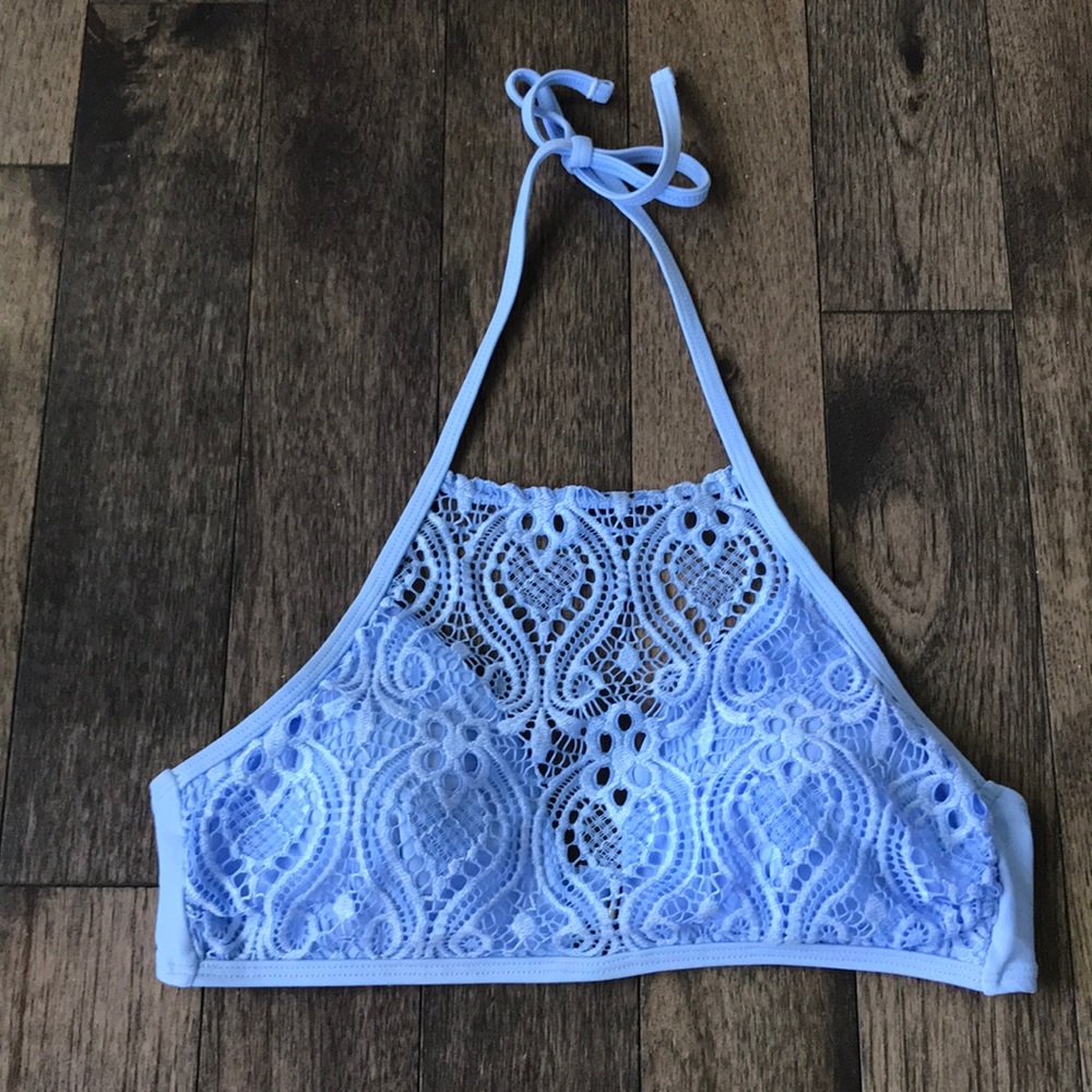 Lace halter bikini top